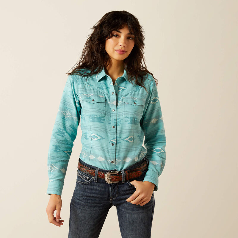 Ariat Women's Montana Long Sleeve Western Shirt- Mint