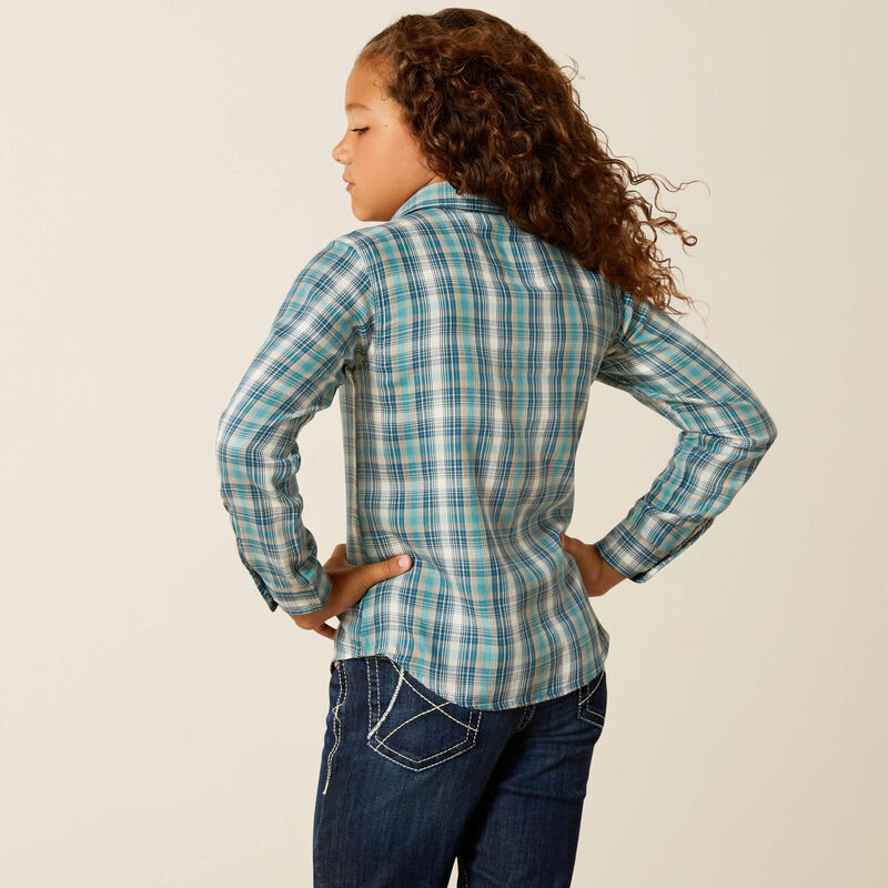 Ariat Girl's Long Sleeve Western Darla Shirt- Aquamarine Plaid