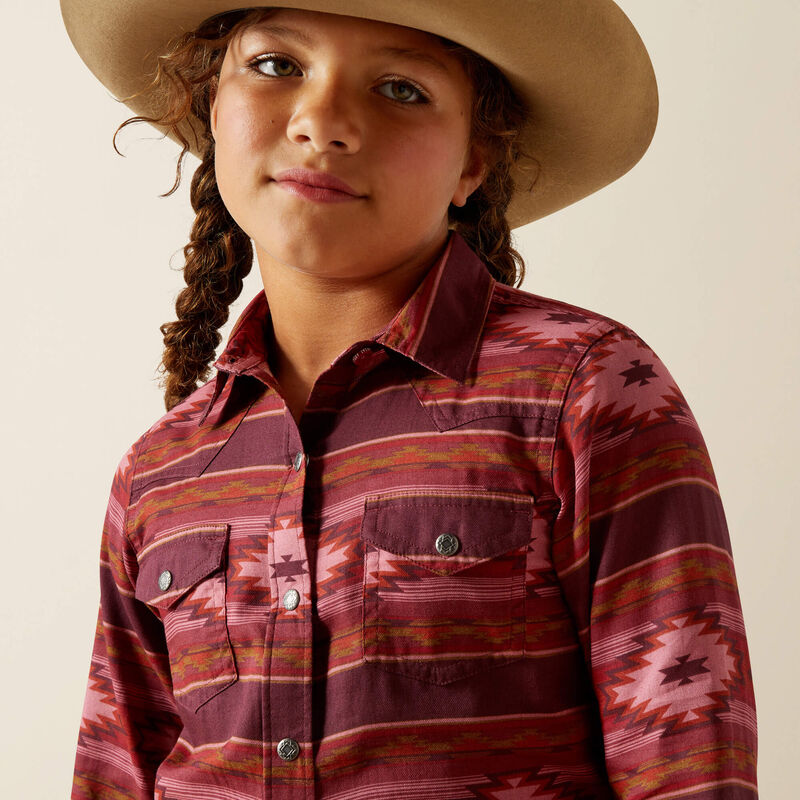 Ariat Girl's Long Sleeve Western Jewel Shirt- Rosa Southwest