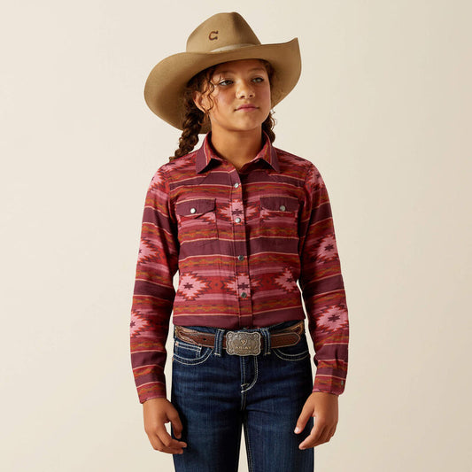 Ariat Girl's Long Sleeve Western Jewel Shirt- Rosa Southwest