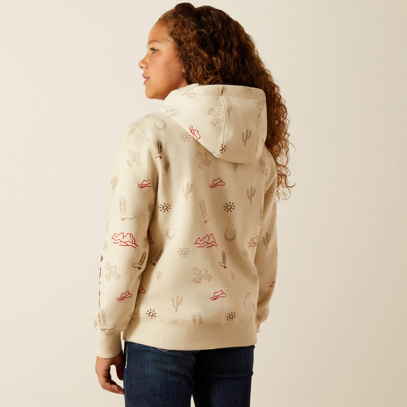 Ariat Girl's Long Sleeve Western Stamps Sweatshirt- Cream