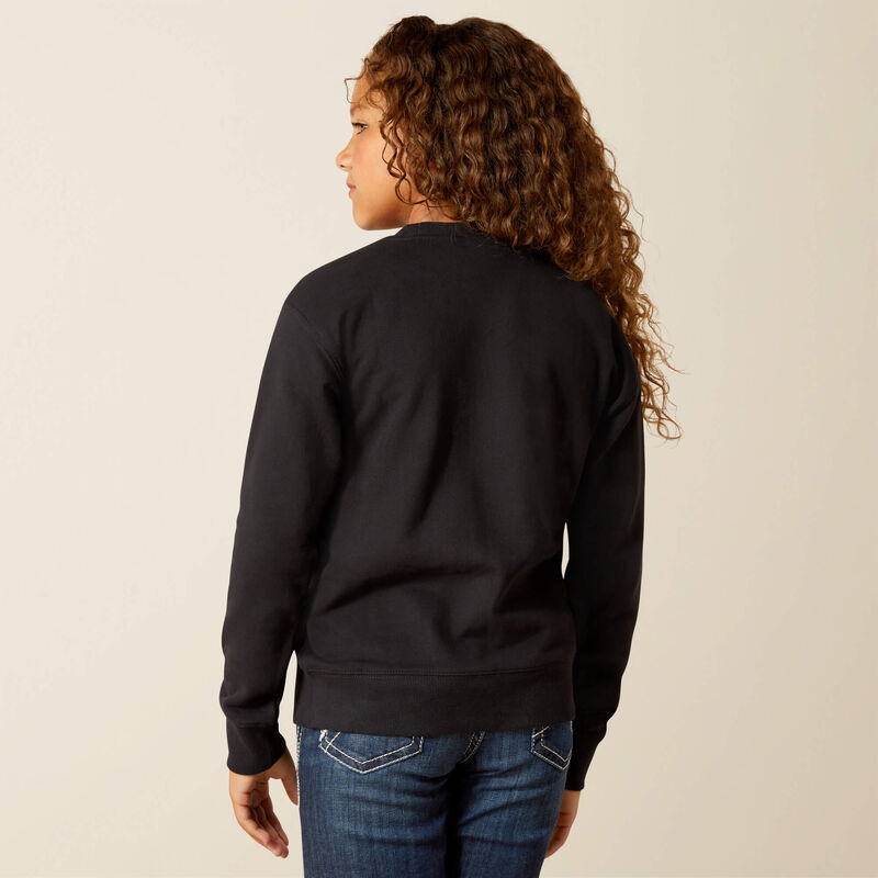 Ariat Girl's Long Sleeve Booted Logo Sweatshirt- Black