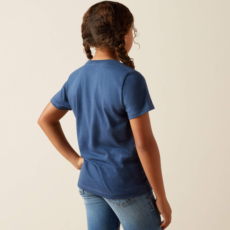 Ariat Girl's Short Sleeve Bull Night Sky Tee Shirt- Navy Heather