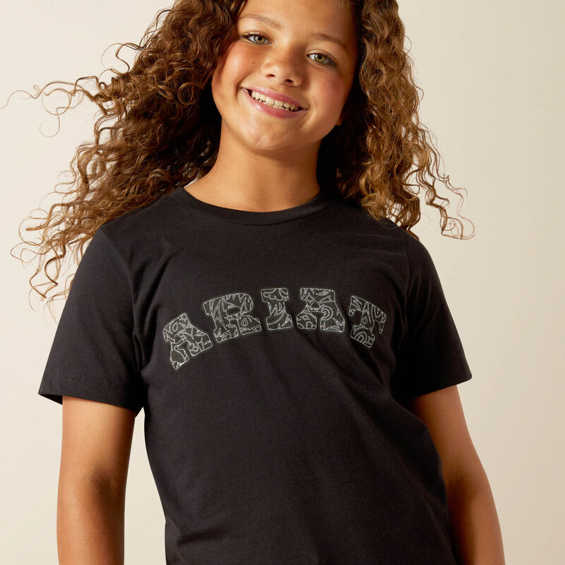 Ariat Girl's Ariat Boot Stitch Logo Tee Shirt- Black
