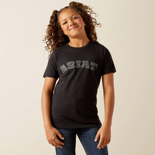 Ariat Girl's Ariat Boot Stitch Logo Tee Shirt- Black