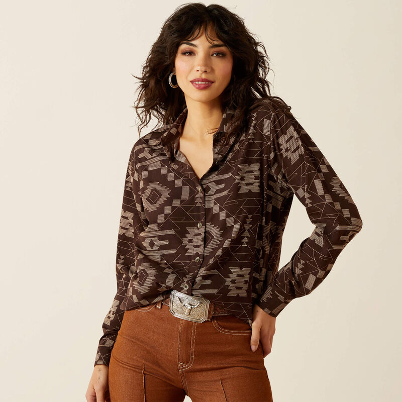 Ariat Women's Long Sleeve Homestyle Shirt- Southwest Cross Stitch
