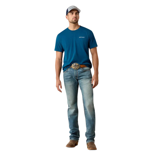 Ariat Men's Liquid Stamp Flag Classic Fit Tee Shirt - Sailor Blue