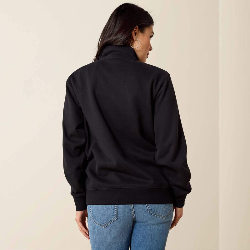 Ariat Women's Long Sleeve 1/2 zip Sweatshirt- Black