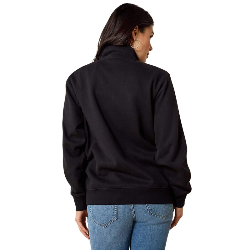 Ariat Women's Long Sleeve 1/2 zip Sweatshirt- Black