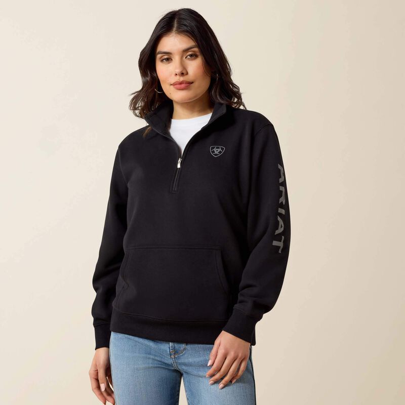 Ariat Women's Long Sleeve 1/2 zip Sweatshirt- Black