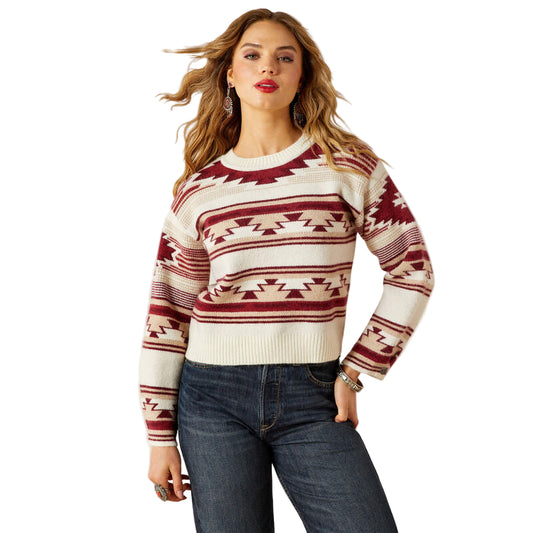 Ariat Women's Macao Long Sleeve Cropped Sweater- Macao Jaquard