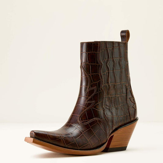 Ariat Women's Jade X Toe Western Boot- Luxe Espresso Croc Print