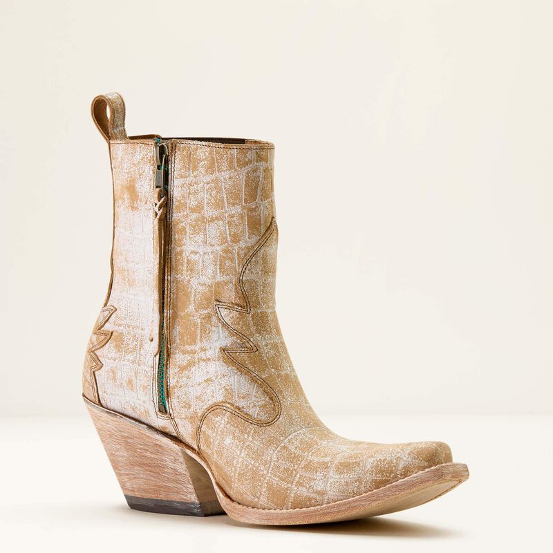 Ariat Women's Jade X Toe Western Boot- Crema Croc Print