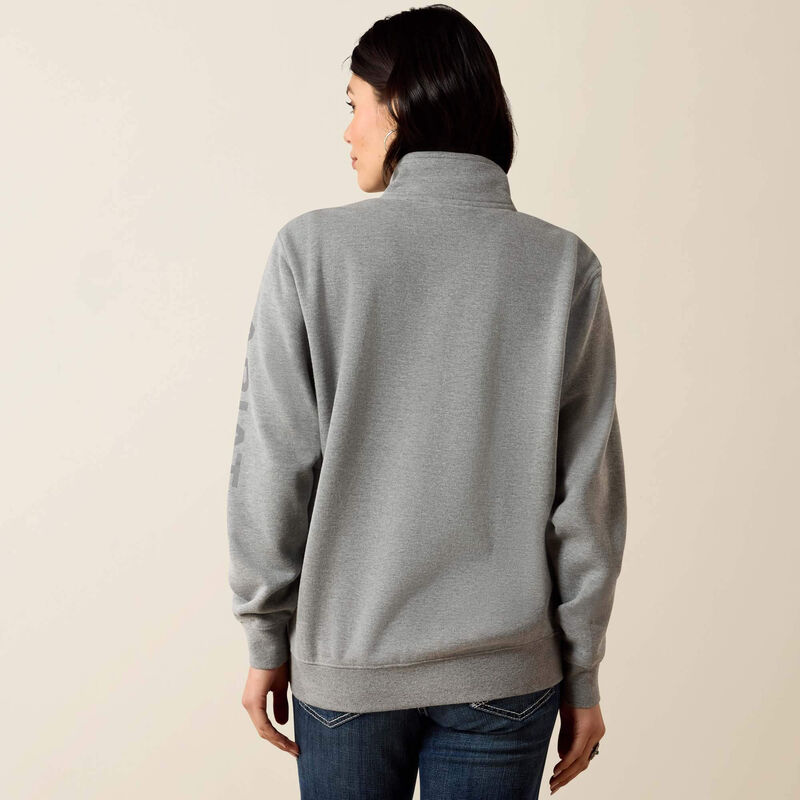 Ariat Women's 1/2 zip Long Sleeve Sweatshirt- Heather Grey