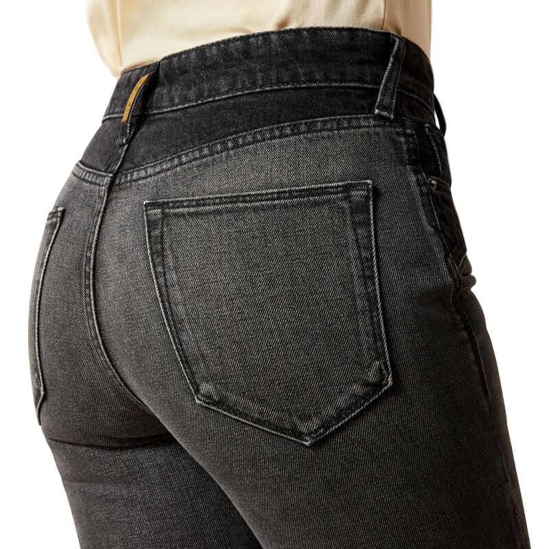 Ariat Women's Ultra High Rise Cheyenne Yoke Tomboy Boot Cut Jeans- Black