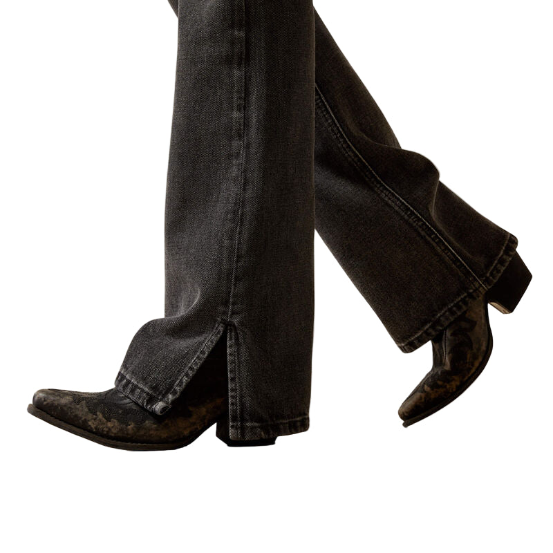 Ariat Women's Ultra High Rise Cheyenne Yoke Tomboy Boot Cut Jeans- Black