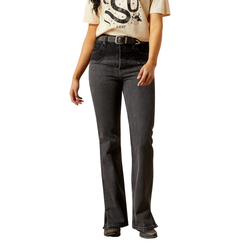 Ariat Women's Ultra High Rise Cheyenne Yoke Tomboy Boot Cut Jeans- Black - Irvine Tack & Western Wear