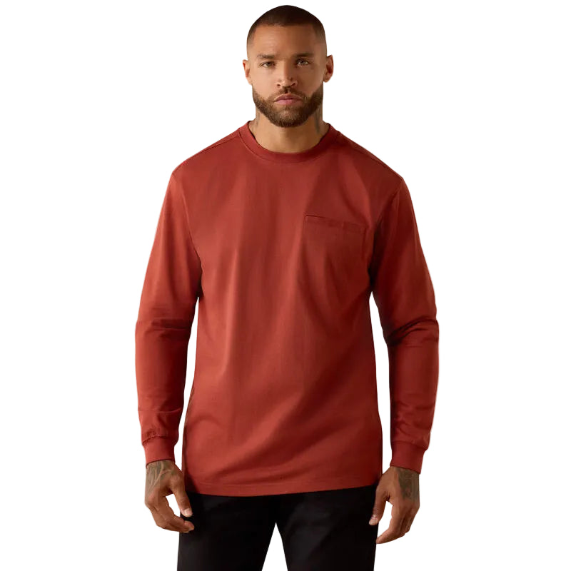 Ariat Men's Air Longhorn Long Sleeve Tee Shirt- Brandy Snifter