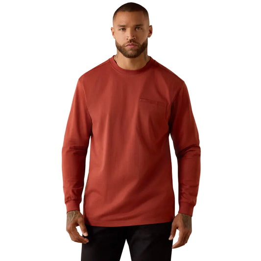 Ariat Men's Air Longhorn Long Sleeve Tee Shirt- Brandy Snifter
