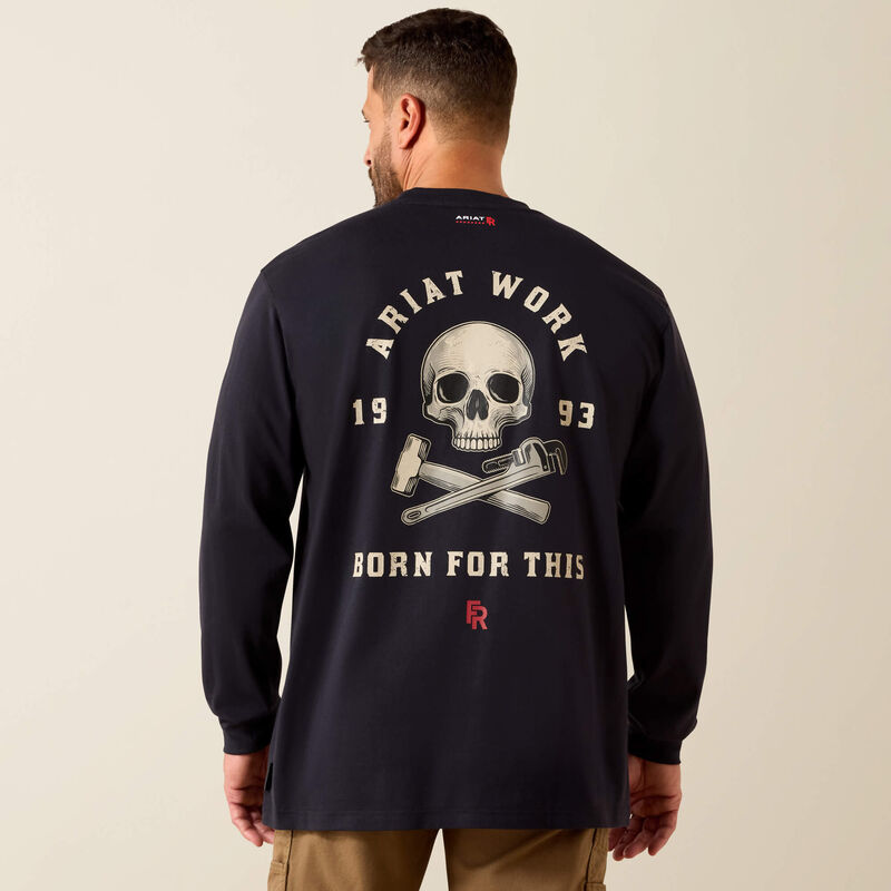 Ariat Men's FR Air Skull Long Sleeve Tee Shirt- Black