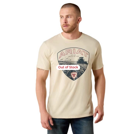 Ariat Men's Land of the Free Farm Shield Classic Fit Short Sleeve Tee Shirt - Natural