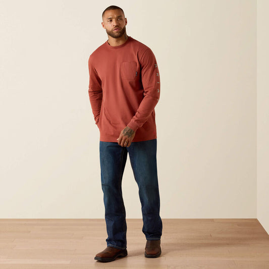 Ariat Men's FR Hardhead Workman Long Sleeve Tee Shirt- Brandy Snifter