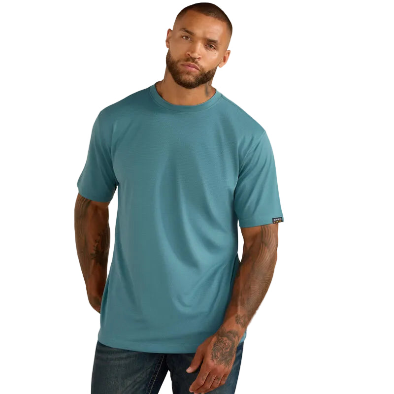 Ariat Men's Heat Fighter Textured Logo Tee Shirt - Hydro