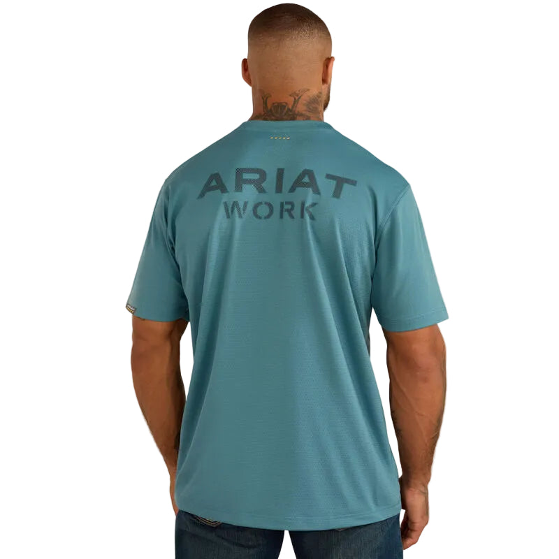 Ariat Men's Heat Fighter Textured Logo Tee Shirt - Hydro