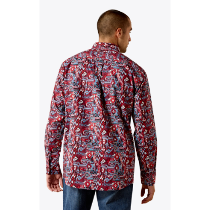 Ariat Men's Trapper Casual Southwest Classic Fit Long Sleeve Shirt - Maroon Banner - Irvine Tack & Western Wear