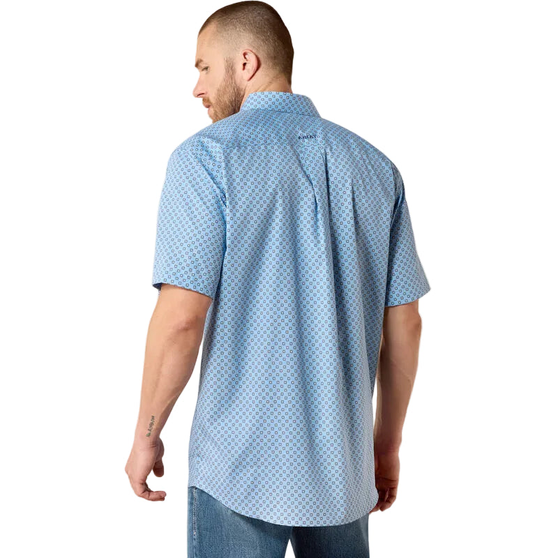 Ariat Men's Wrinkle Free Cash Classic Fit Shirt- Blissful Blue Medallion Print