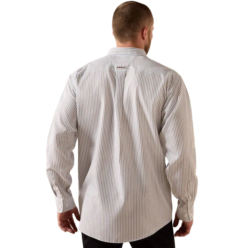 Ariat Men's Wrinkle Free Cory Classic Fit Shirt- White Stripe