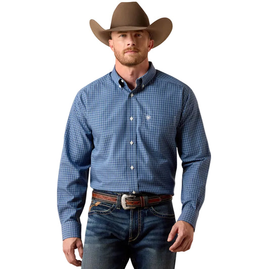 Ariat Men's Canyon Long Sleeve Classic Fit Shirt- Ensign Blue Plaid