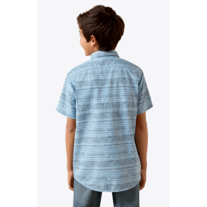 Ariat Boy's Printed VentTEK Outbound Classic Fit Short Sleeve Shirt - Blissful Blue