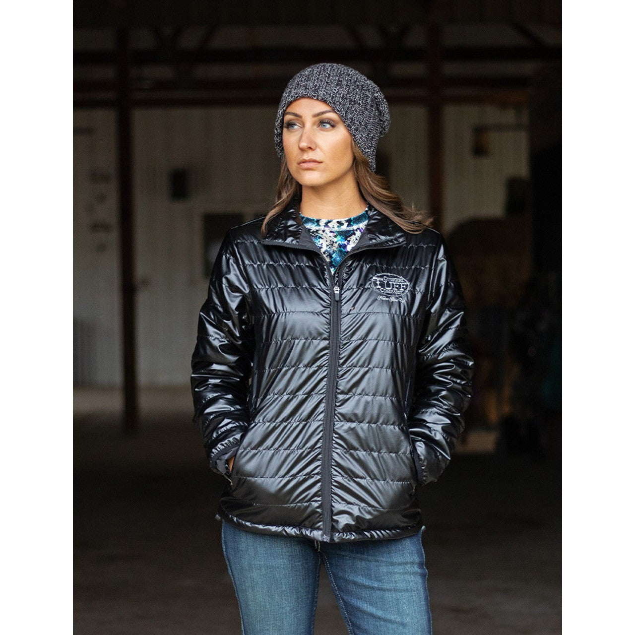 Cowgirl Tuff Women's Jacket w/Embroidered Logo - Black