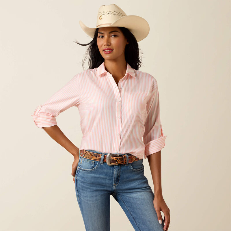 Ariat Women's VentTEK Short Sleeve Stripe Shirt - Peach