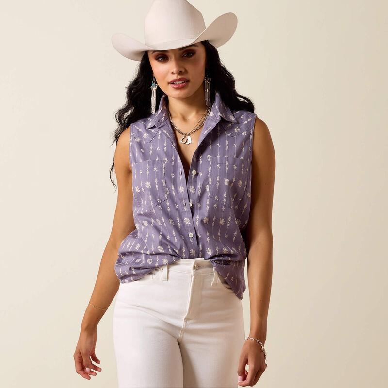 Ariat Women's Billie Jean Sleeveless Shirt - Blue Granite Dewdrop