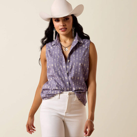Ariat Women's Billie Jean Sleeveless Shirt - Blue Granite Dewdrop