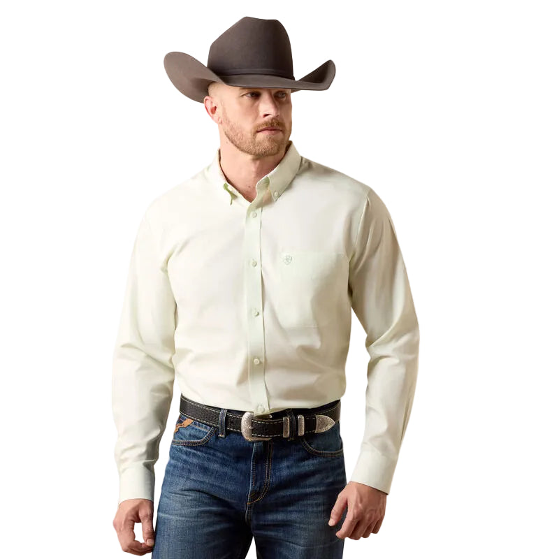 Ariat Men's Wrinkle Free Solid Fitted Long Sleeve Shirt - Laurel Green