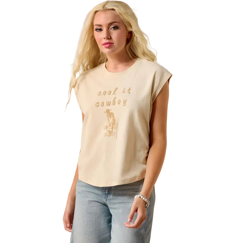 Ariat Women's Sleeveless Slightly Cropped Cool It Tee Shirt - Oyster Grey