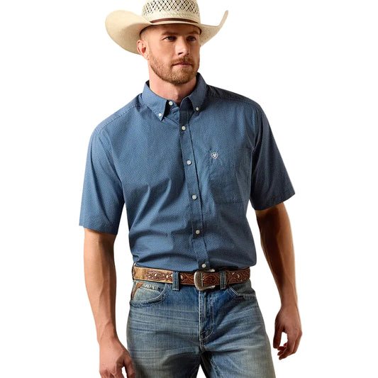 Ariat Men's Storm Classic Fit Short Sleeve Mini Geo Print Shirt - Key Largo