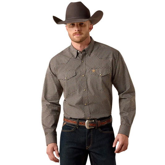 Ariat Men's Frey Long Sleeve Snap Geo Print Shirt- White