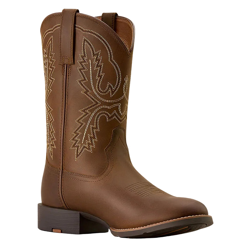 Ariat Men's Sport Stratten Wide Toe Cowboy Boot - Distressed Brown