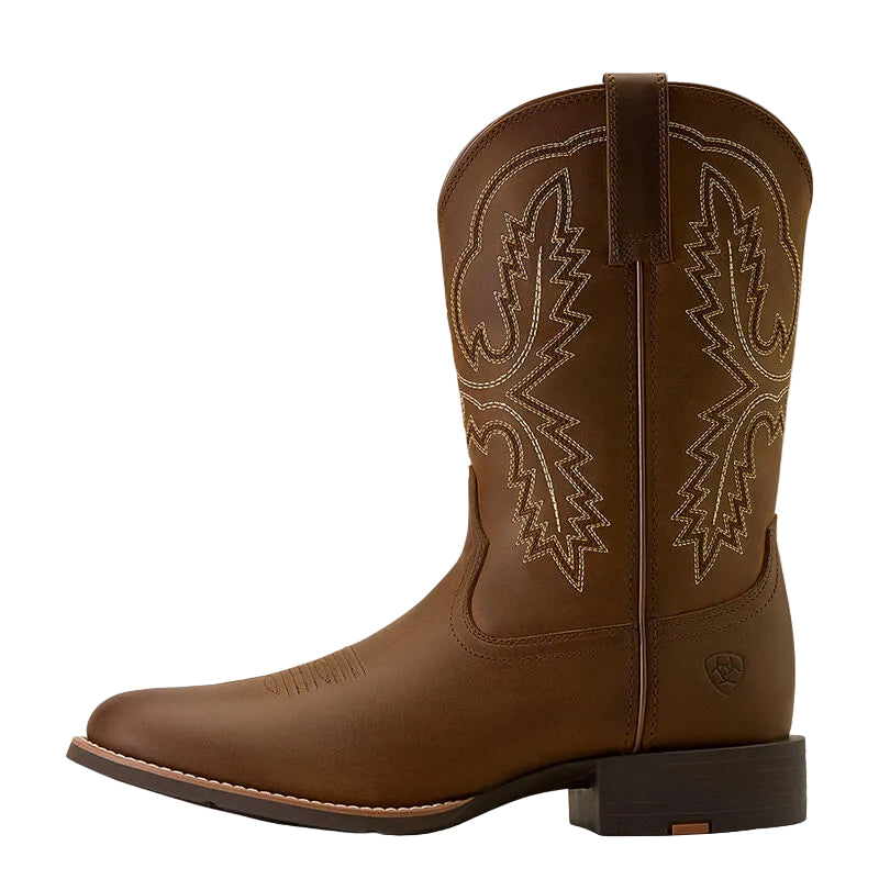 Ariat Men's Sport Stratten Wide Toe Cowboy Boot - Distressed Brown