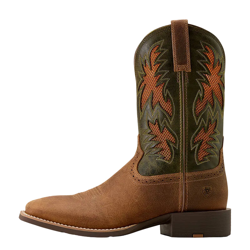 Ariat Men's Sport Cool VentTEK Wide Square Toe Cowboy Boot - Buff Tan/Dusty Olive