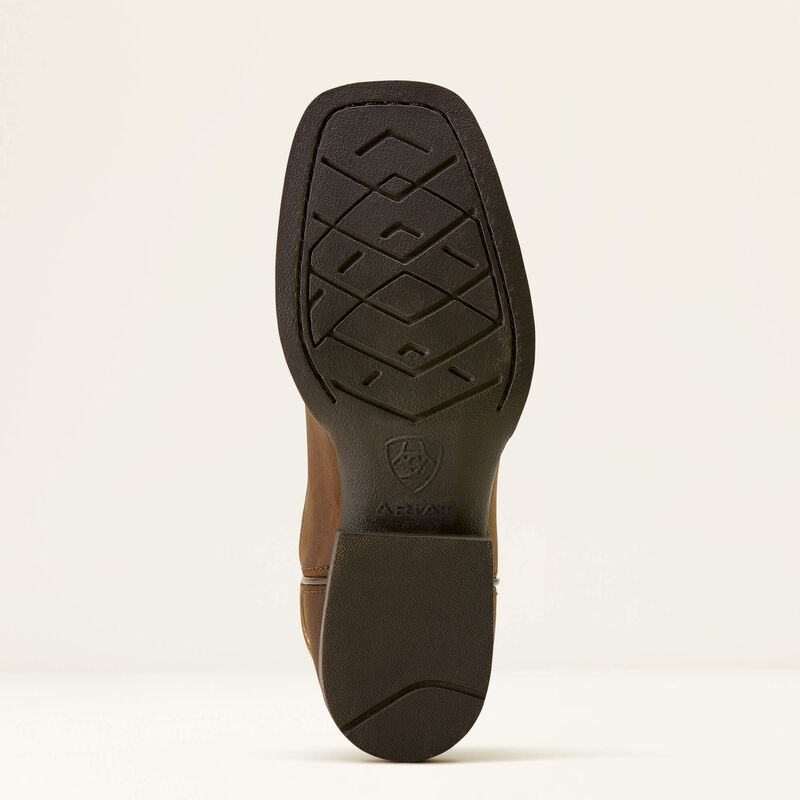 Ariat Youth Deer Ridge Wide Square Toe Western Boot- Distressed Brown