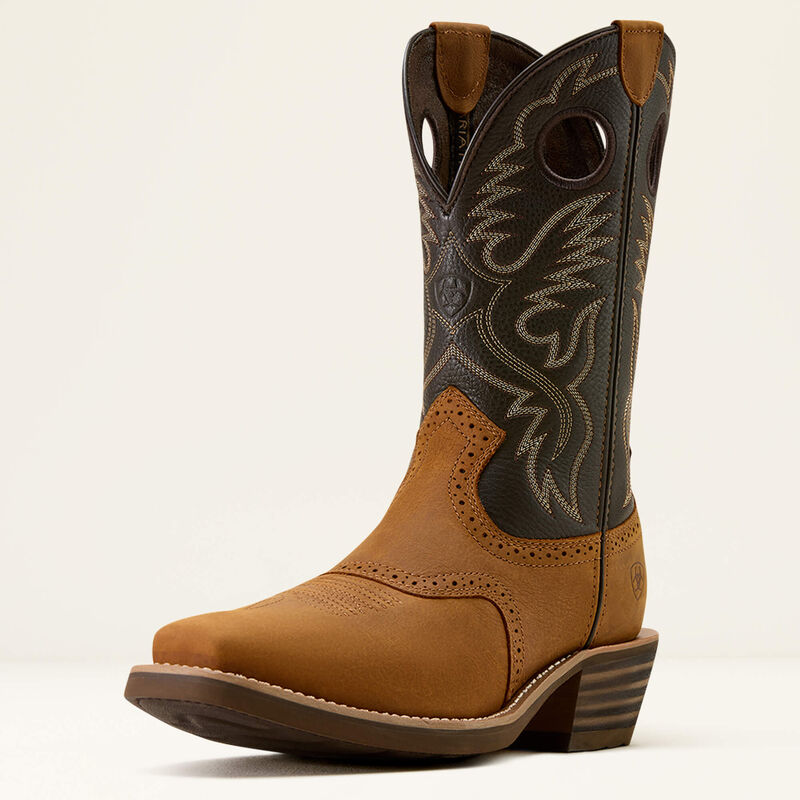 Ariat Men's Heritage Roughstock Square Toe Cowboy Boot- Status Brown/Chocolate Smoke - Irvine Tack & Western Wear