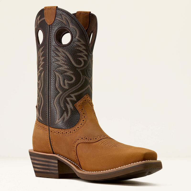 Ariat Men's Heritage Roughstock Square Toe Cowboy Boot- Status Brown/Chocolate Smoke - Irvine Tack & Western Wear