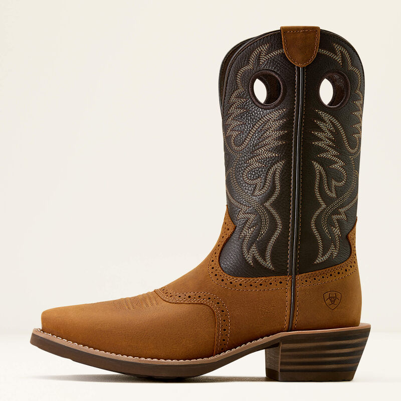 Ariat Men's Heritage Roughstock Square Toe Cowboy Boot- Status Brown/Chocolate Smoke - Irvine Tack & Western Wear