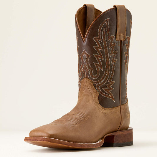 Ariat Men's County Roads Wide Square Toe Cowboy Boot-Wheat Tan/Santa Fe Brown - Irvine Tack & Western Wear