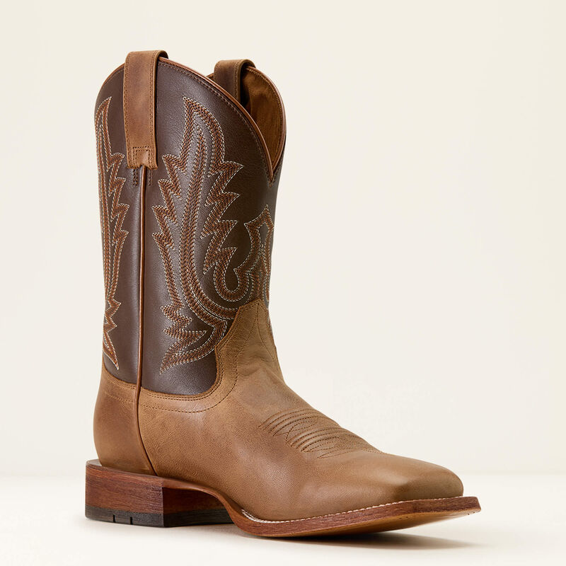 Ariat Men's County Roads Wide Square Toe Cowboy Boot-Wheat Tan/Santa Fe Brown - Irvine Tack & Western Wear
